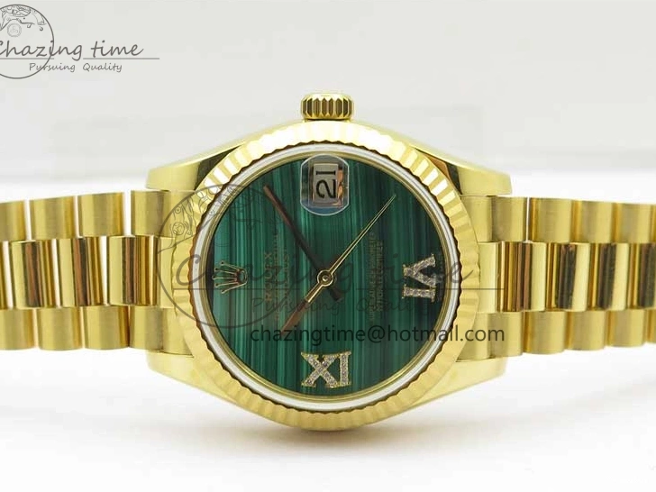 Best 31mm Malachite Bracelet EWF on Dial YG Daydate YG Edition 278288 Green ETA2688 President 0416
